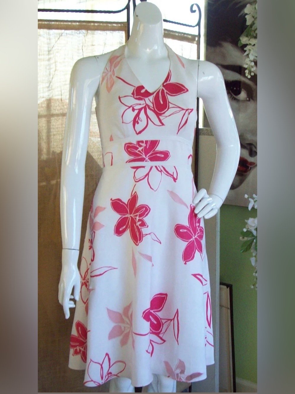 ❤️ Ann Taylor Floral Halter Dress Size 8 VTG Y2K